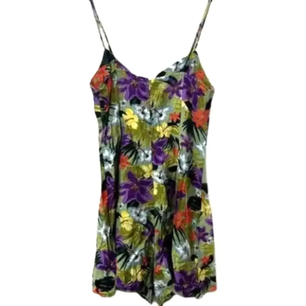 Lush Romper Tropical Floral Pattern Twist Front Sleeveless Multicolor Small NWT